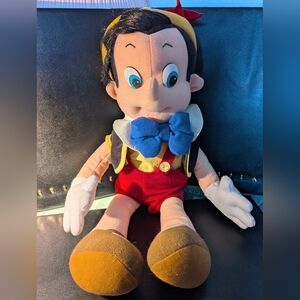 Disney Pinocchio Plush - Red Outfit, Blue Bow, Brown Shoes